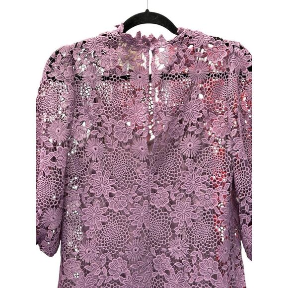 Johnny Was Lorrie Purple Crochet Lace Mini Dress Puff Sleeves Size Medium - Picture 10 of 14
